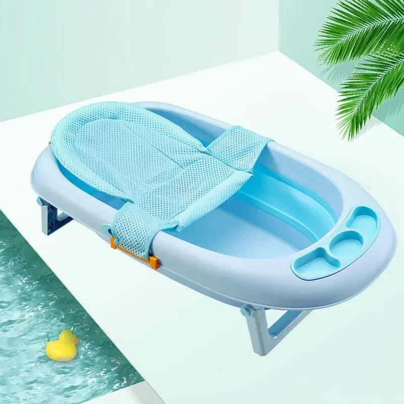 Foldable Baby Bath Seat Support Mat Newborn Bathtub Pillow Infant Body Cushion Bathing Mat Bathing Mat Bathing Basin Net BagBaby