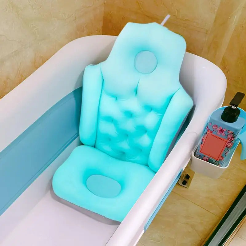Adult Folding Bathtub Cushion SPA Head Rest Pillow Bath Baby Bed Pad Bathtub Anti-slip Cushioned Bathing Net Bathtub Pillow