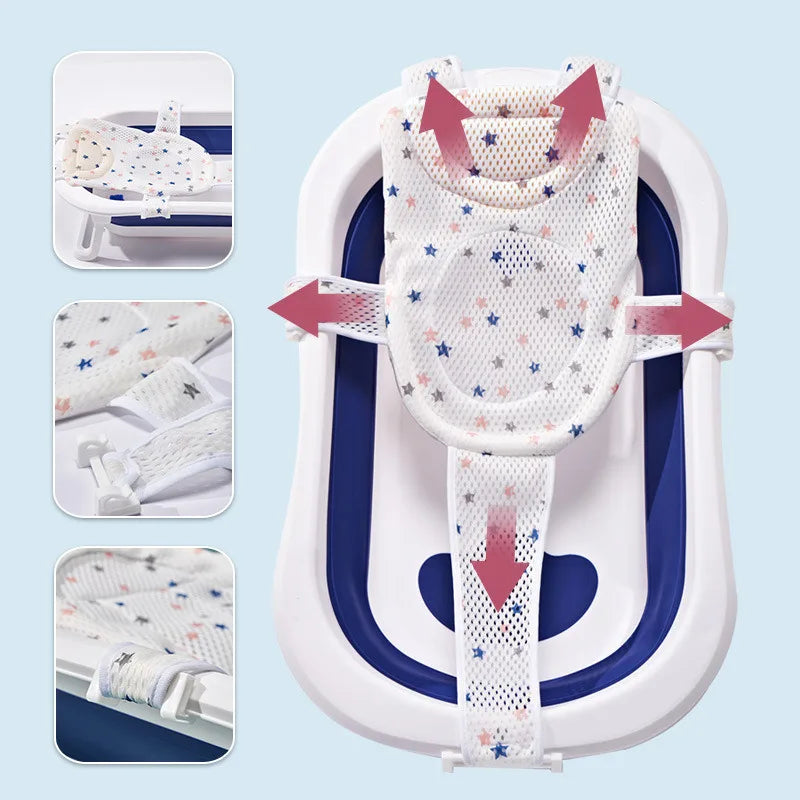 Newborn Adjustable Bathtub Pillow Seat Cushion Cross-shaped Anti-slip Baby Bath Net Mat Children Bathtub Shower Cradle Bed Seat