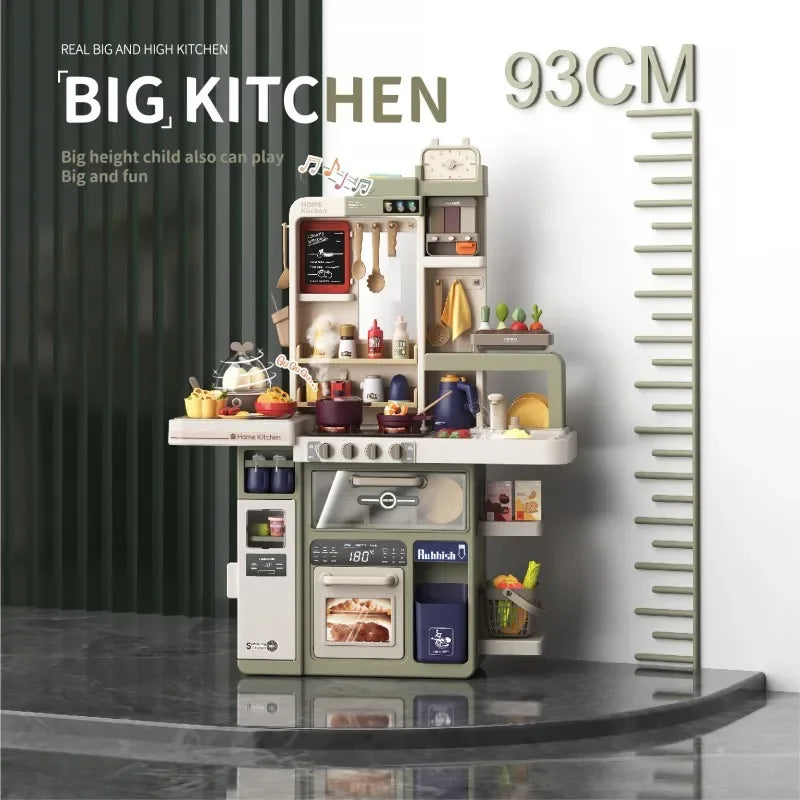 93cm Big Kitchen Toy Children's Play House Kitchenware Set Simulation Spray Baby Mini Food Cooking Christmas Gifts Girls Toys